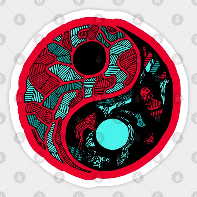 Turqred Abstract Yin Yang Sticker by kenallouis